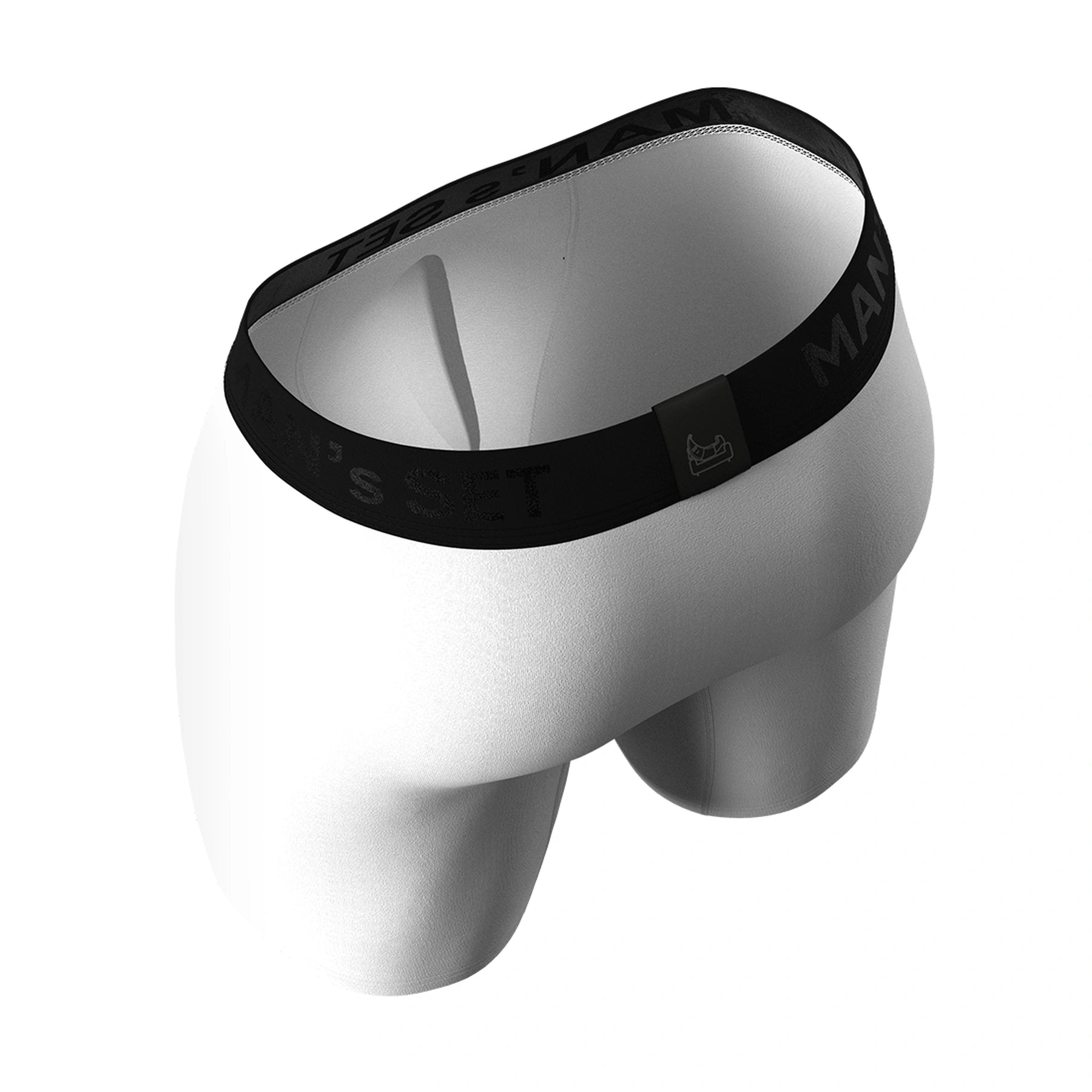 Man’s SET white CoolCore Micromodal boxer briefs, breathable men’s underwear with soft stretch fit, elevated back angle