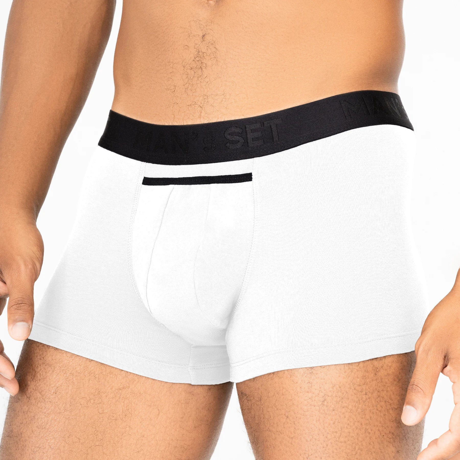 Men’s Trunks BreezeFlow with Silky Soft Micromodal in White, Close-Up Front