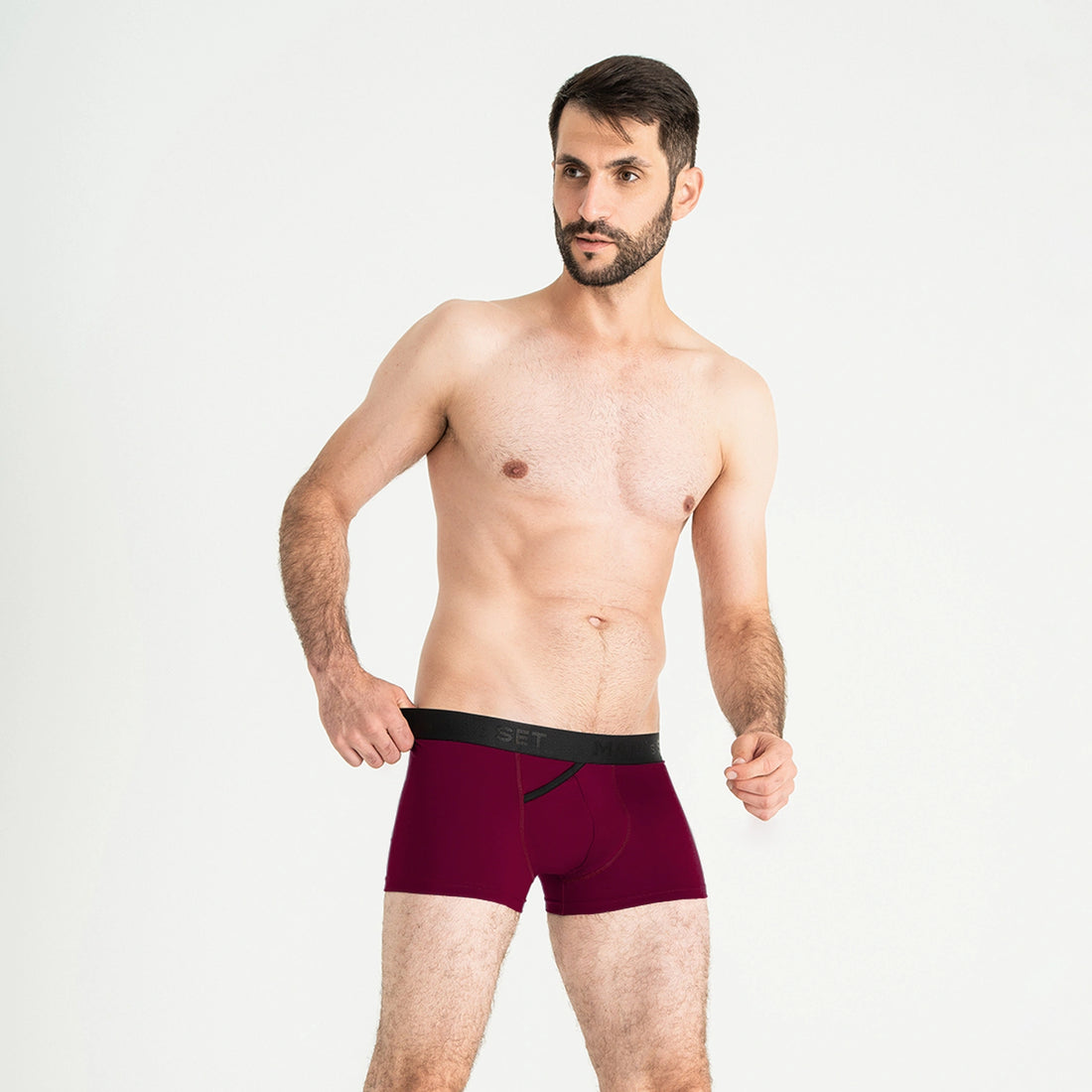 Plum FlexFit Trunk 3.2" OpenFly by Man’s SET, anatomical breathable men’s underwear, front view