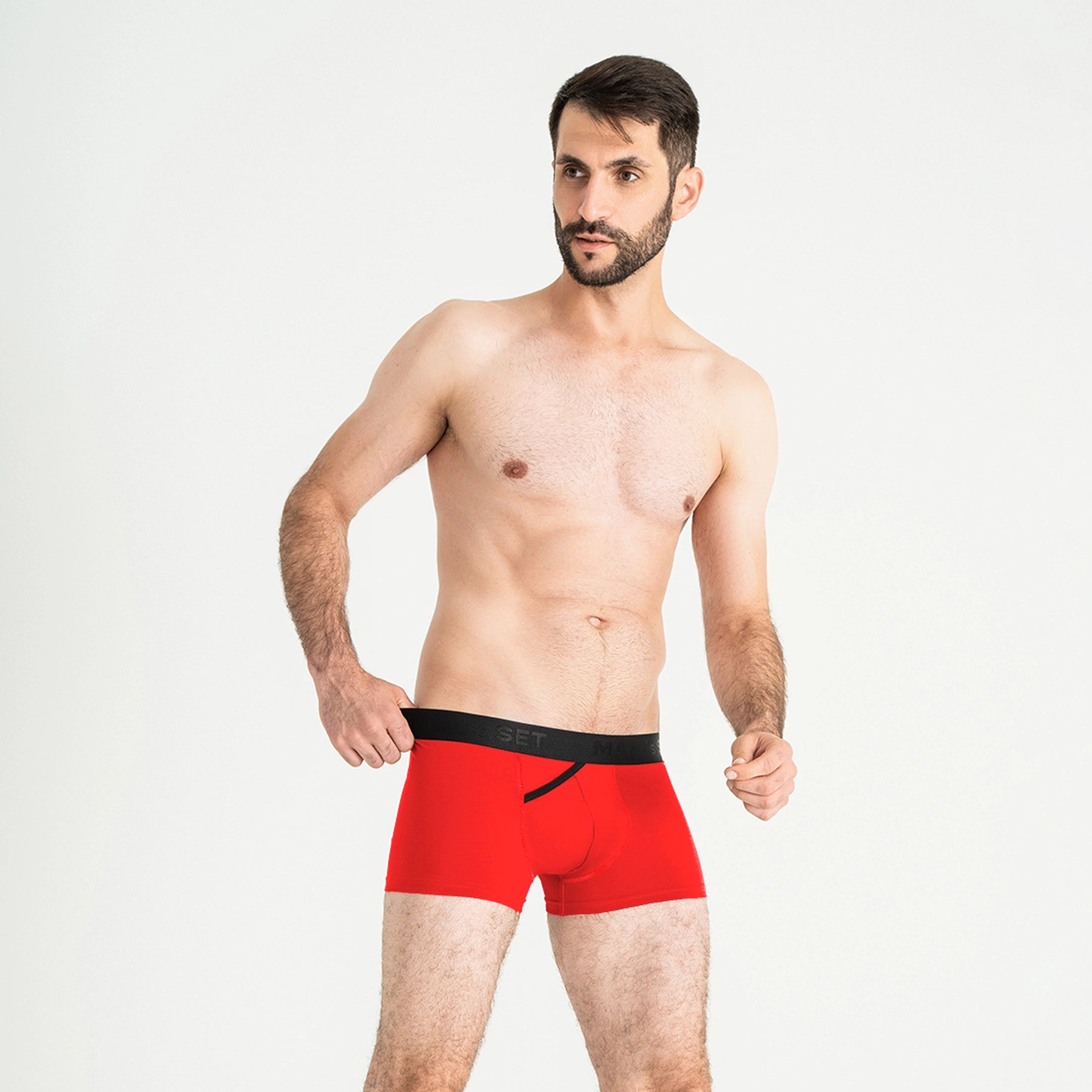 Comfortable red men’s underwear by Man’s SET, FlexFit 3.2", front view
