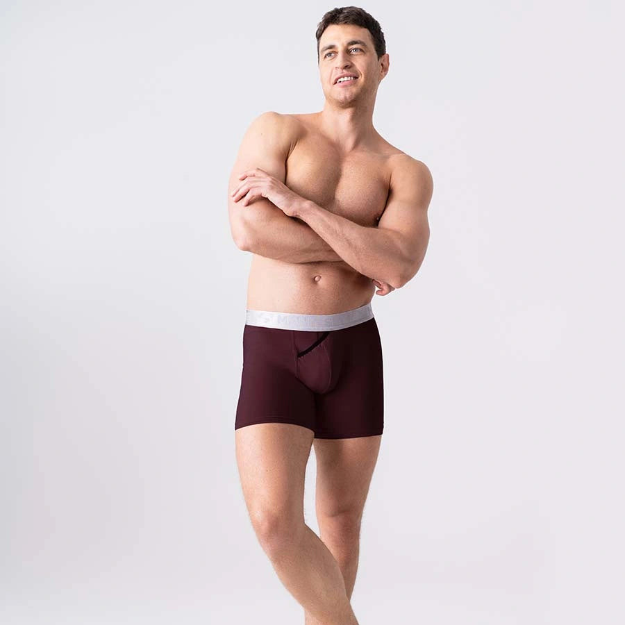 UltraSoft Boxer Brief 7.6" Open Fly, Silver Series, Cherry