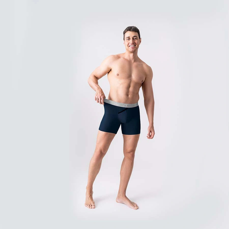 UltraSoft Boxer Brief 7.6" Open Fly, Silver Series, Navy