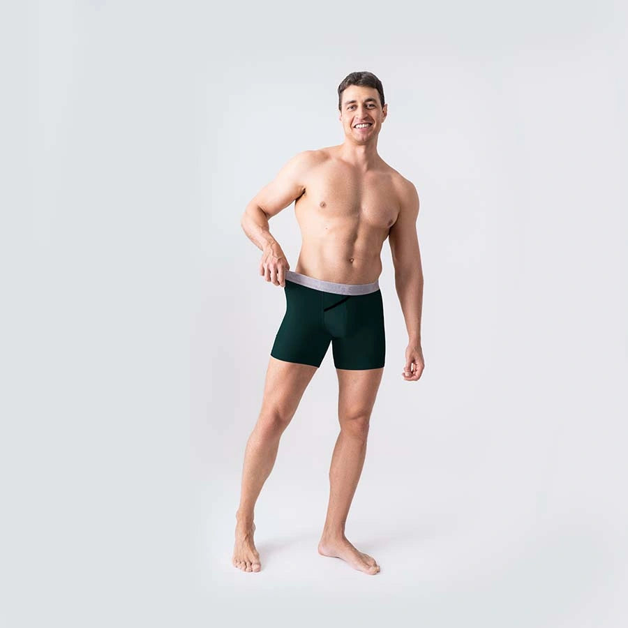 UltraSoft Boxer Brief 7.6" Open Fly, Silver Series, Forest Green