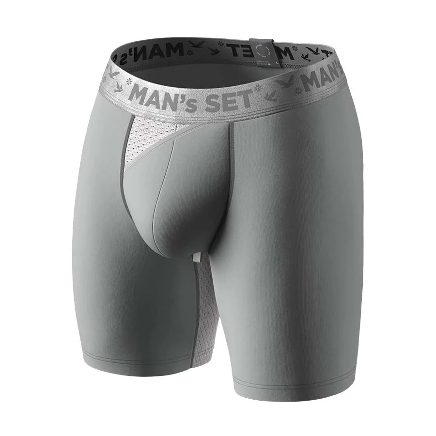 AirFlow Boxer Brief 7.6″ Open Fly, Silver Series, Gray