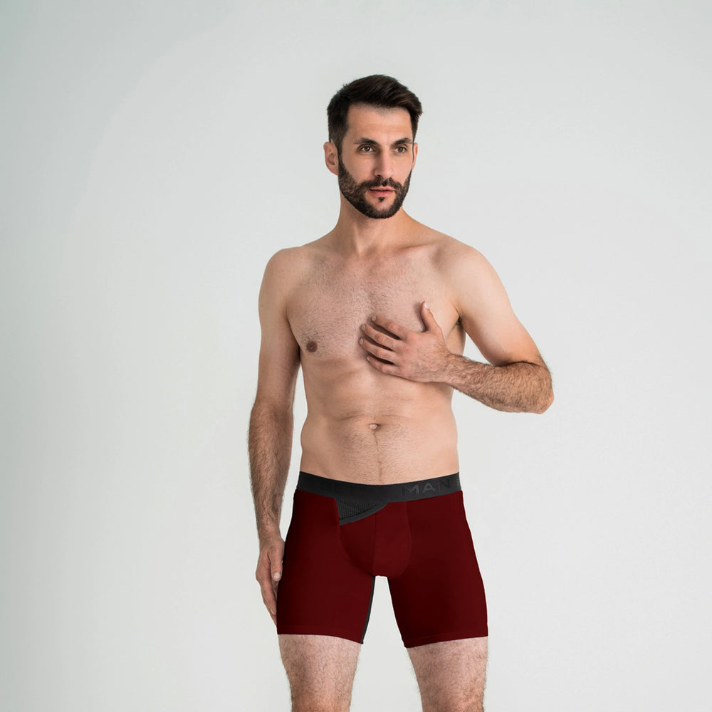 AirFlow Boxer Brief 7.6" OpenFly, Burgundy