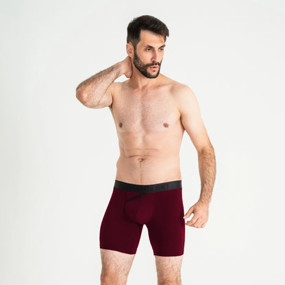 UltraSoft  Boxer Briefs 7.6" OpenFly, Burgundy