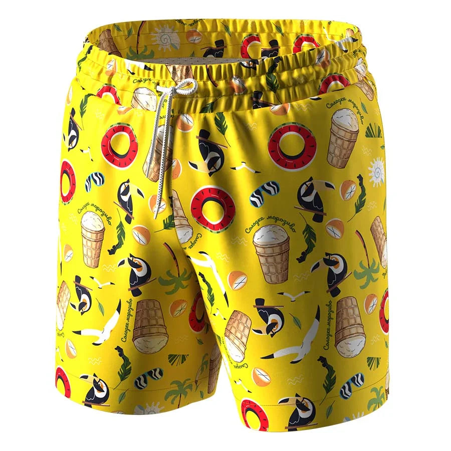 Men’s Swim Shorts Anatomic with quick-dry fabric in Cream Summer Front View