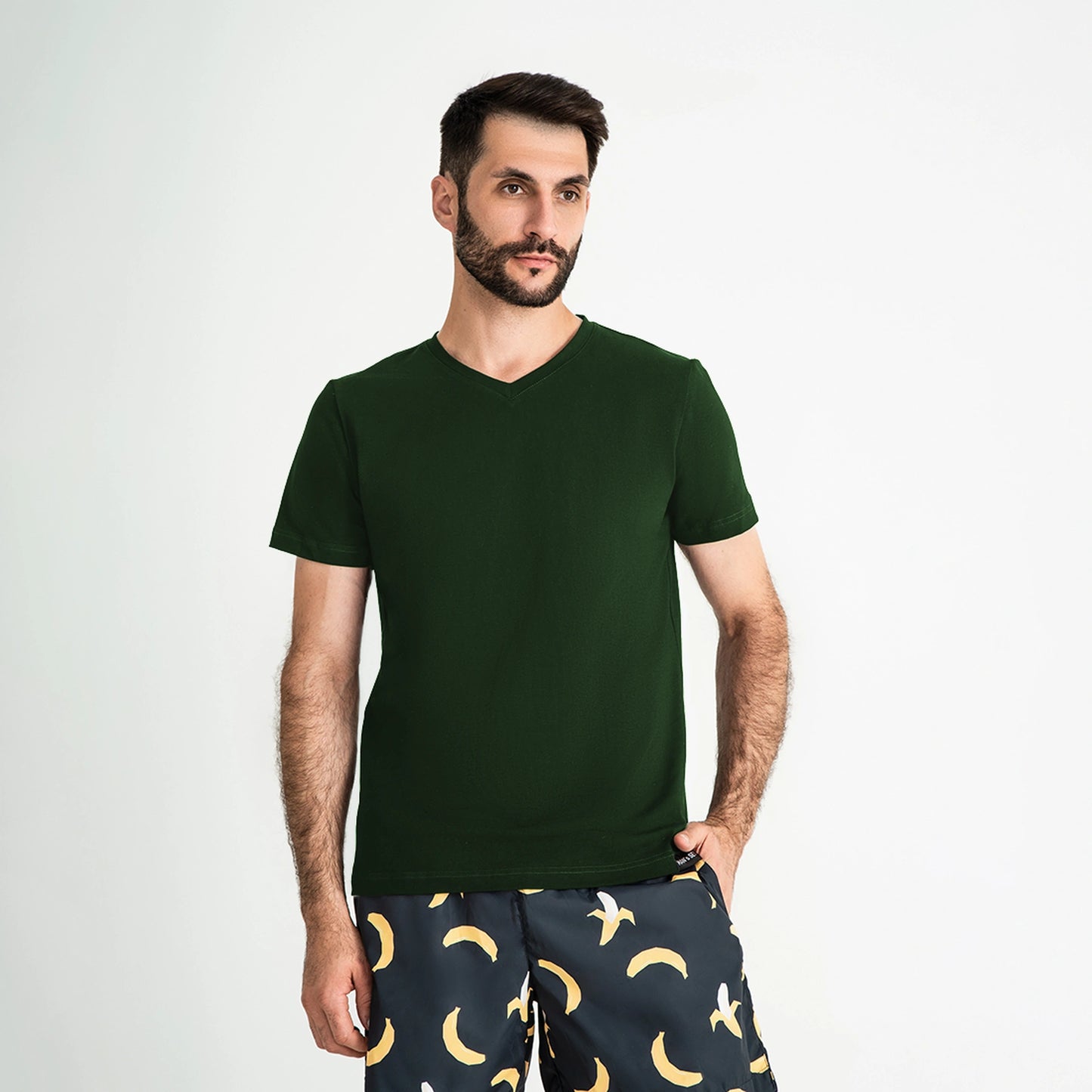 Super-soft V-Neck T-Shirt, Forest Green