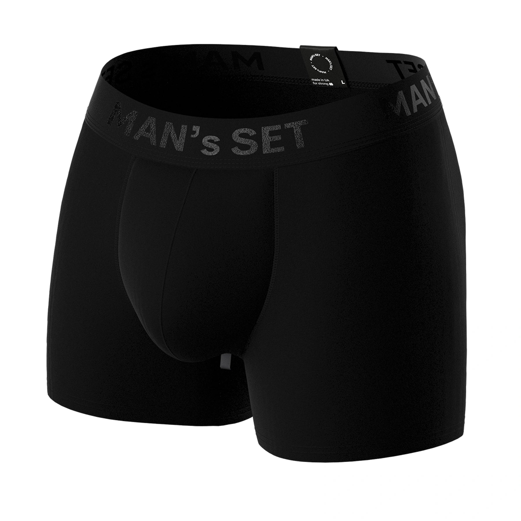 Man’s SET black BreezeFlow Micromodal men’s trunks, ultra-soft breathable fabric with snug contour pouch, front angle view