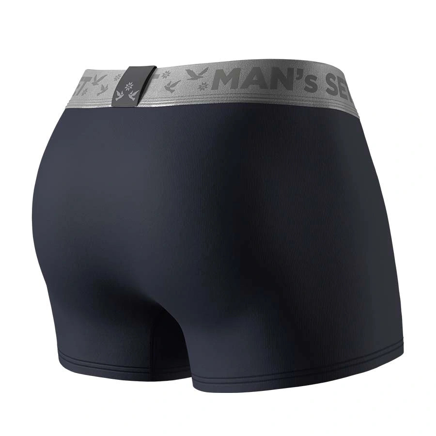 Men’s FlexFit Trunk 3.2″ Silver Series with Open Fly in Navy Back Waistband View