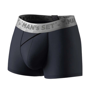 Men’s FlexFit Trunk 3.2″ Silver Series with Open Fly in Navy Front Pouch View