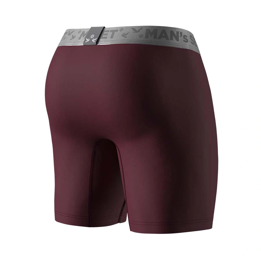 UltraSoft Boxer Brief 7.6" Open Fly, Silver Series, Cherry