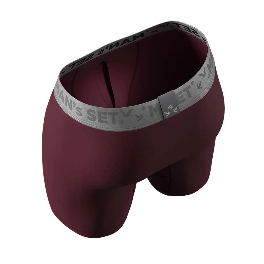 UltraSoft Boxer Brief 7.6" Open Fly, Silver Series, Cherry