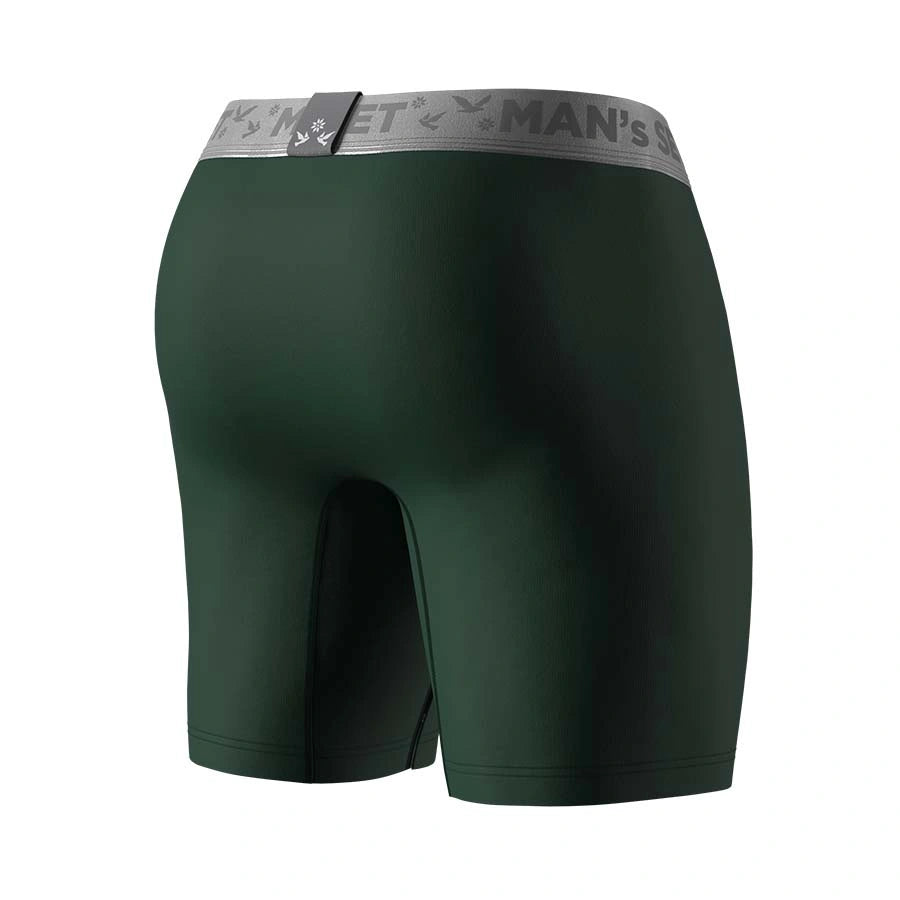 UltraSoft Boxer Brief 7.6" Open Fly, Silver Series, Forest Green