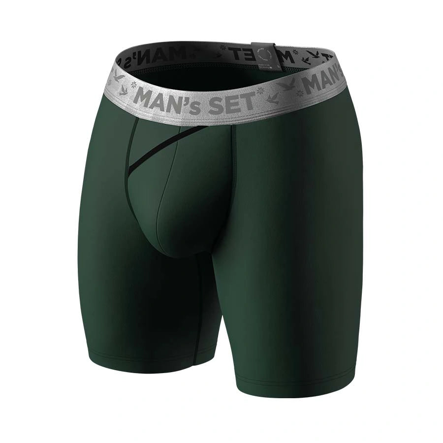 UltraSoft Boxer Brief 7.6" Open Fly, Silver Series, Forest Green