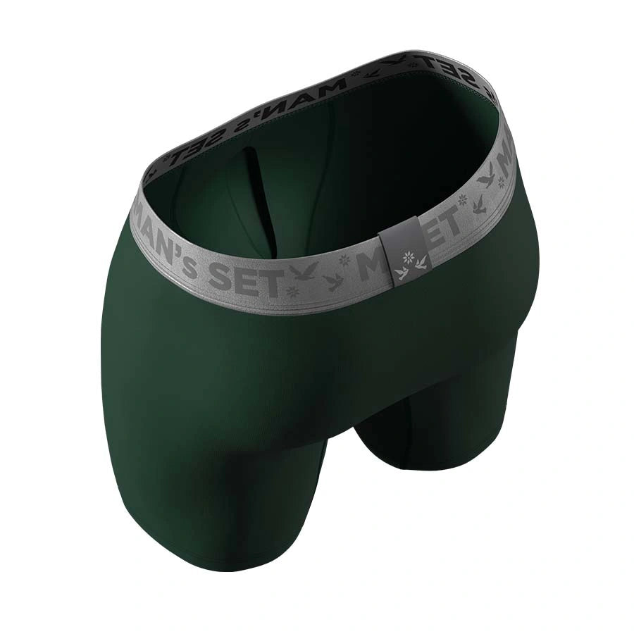 UltraSoft Boxer Brief 7.6" Open Fly, Silver Series, Forest Green