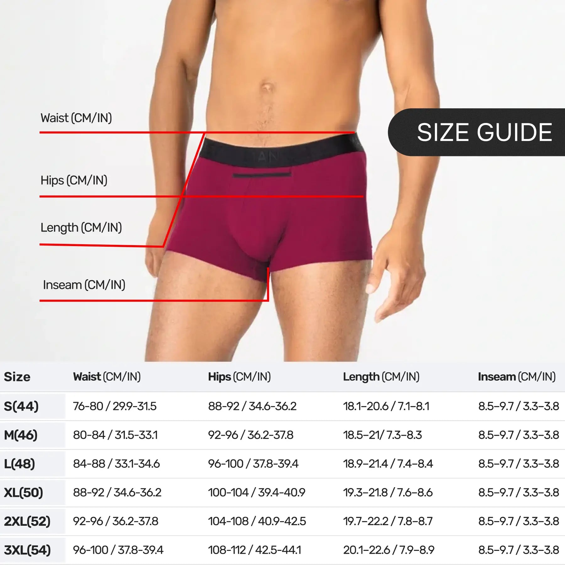 BreezeFlow Micromodal Trunk 3.6" Open Fly, Burgundy