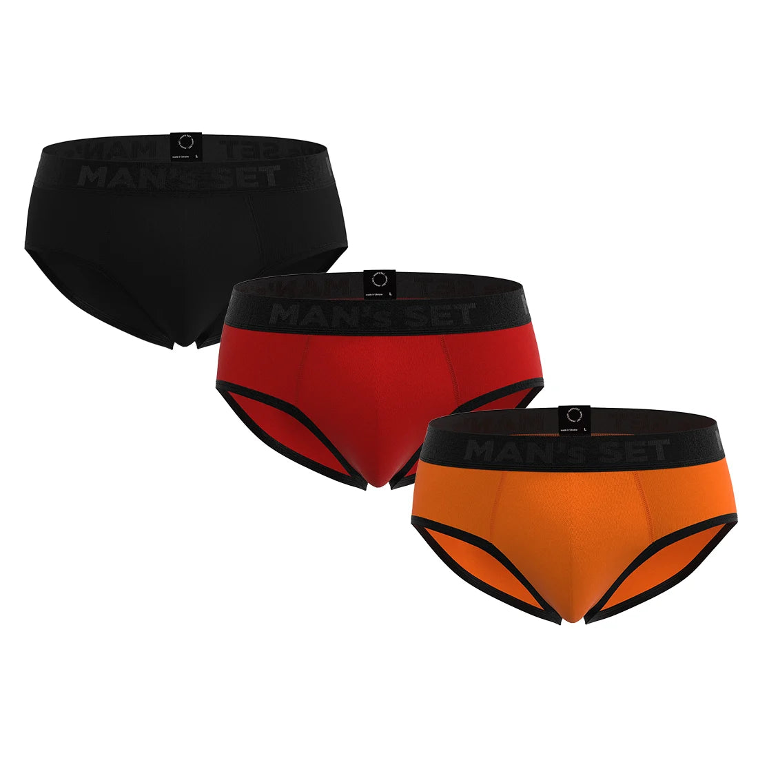 UltraSoft Kids Briefs 2.8" 3-Pack, Black/Red/Orange