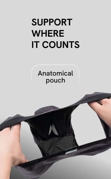 Trunks category mobile banner with anatomical pouch interior view and text “Support Where It Counts”