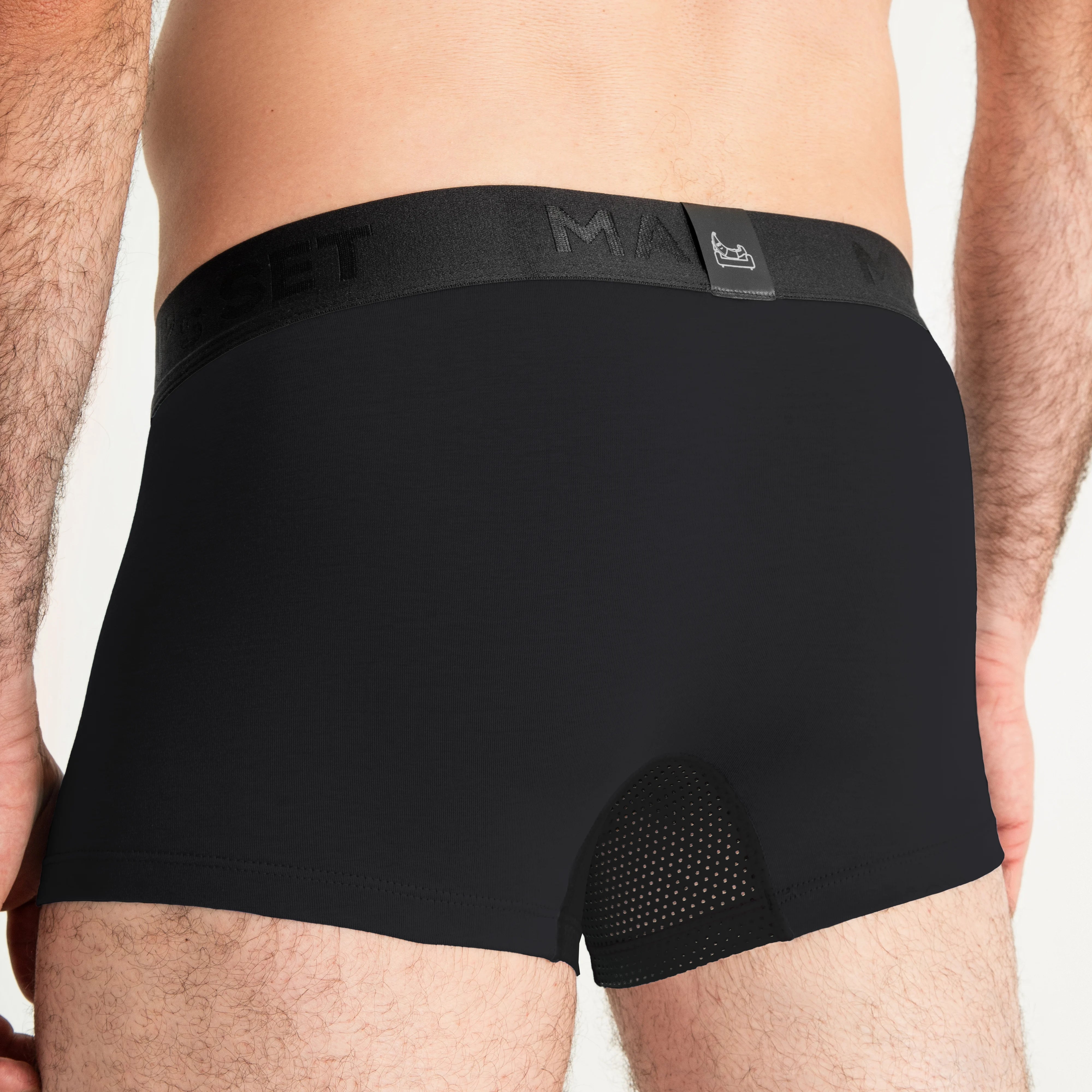 Men's Trunks AirFlow with Breathable Cotton in Black, Back View