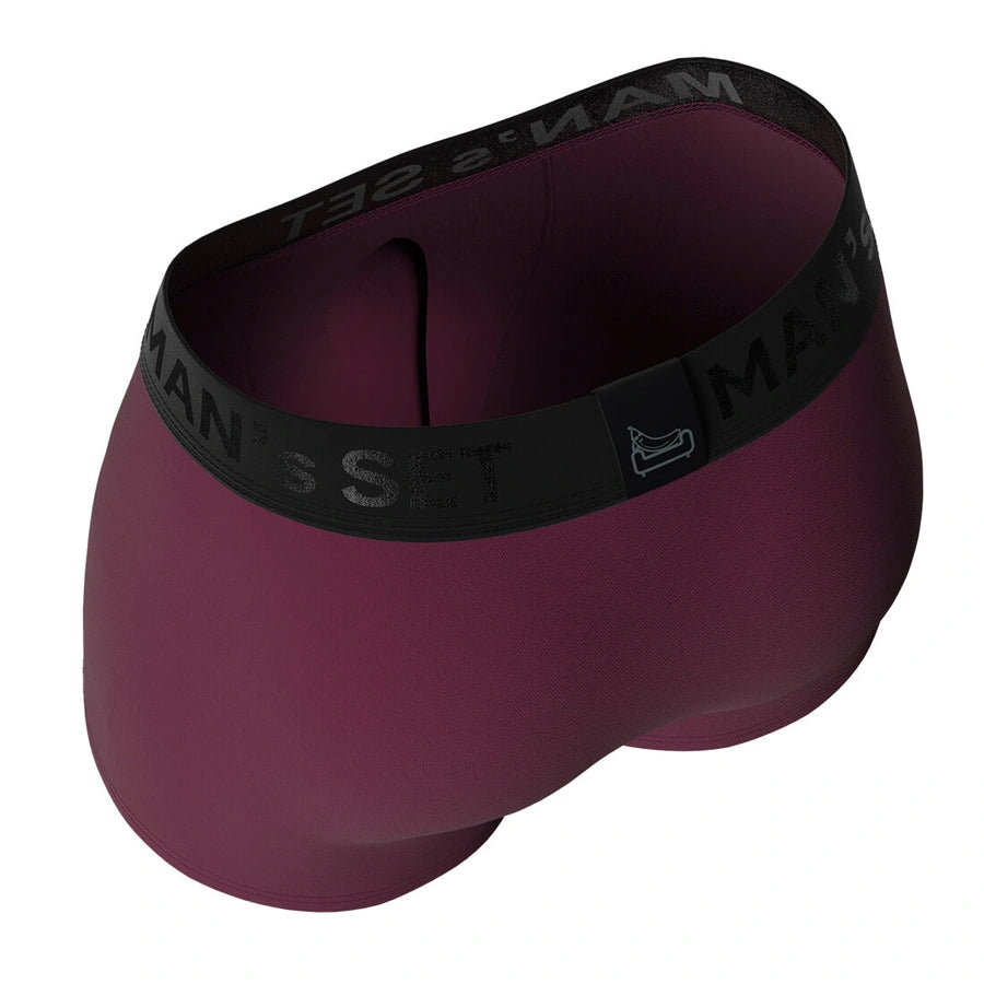Plum FlexFit Trunk 3.2" OpenFly by Man’s SET, anatomical men’s underwear with soft stretch fabric, top-back view