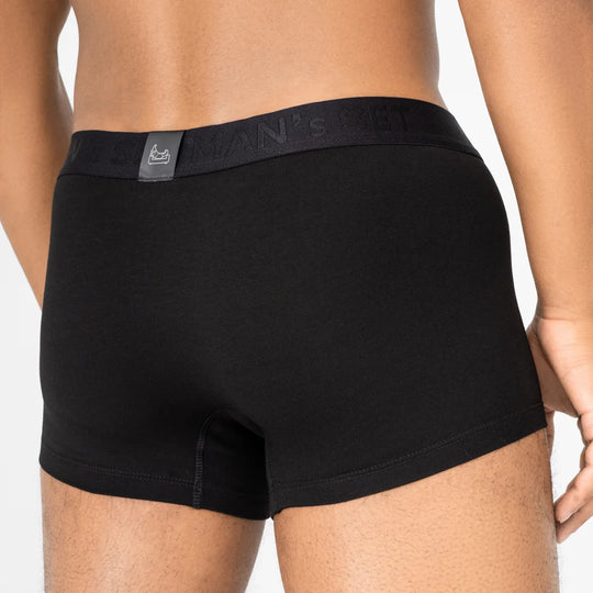 Black breathable cotton men’s underwear by Man’s SET, ultra-comfortable fit, back close-up view