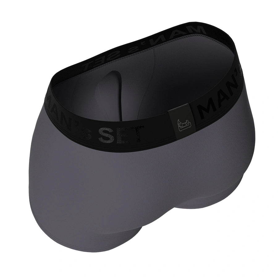 Man’s SET graphite FlexFit trunk, breathable men’s underwear with 3.2-inch OpenFly, back view