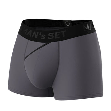 Man’s SET graphite FlexFit trunk, breathable anatomical men’s underwear with 3.2 inch inseam, front angle view
