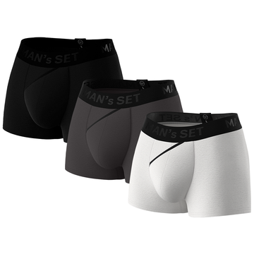FlexFit Trunks  3.2" 3-Pack, Black/Graphite/White