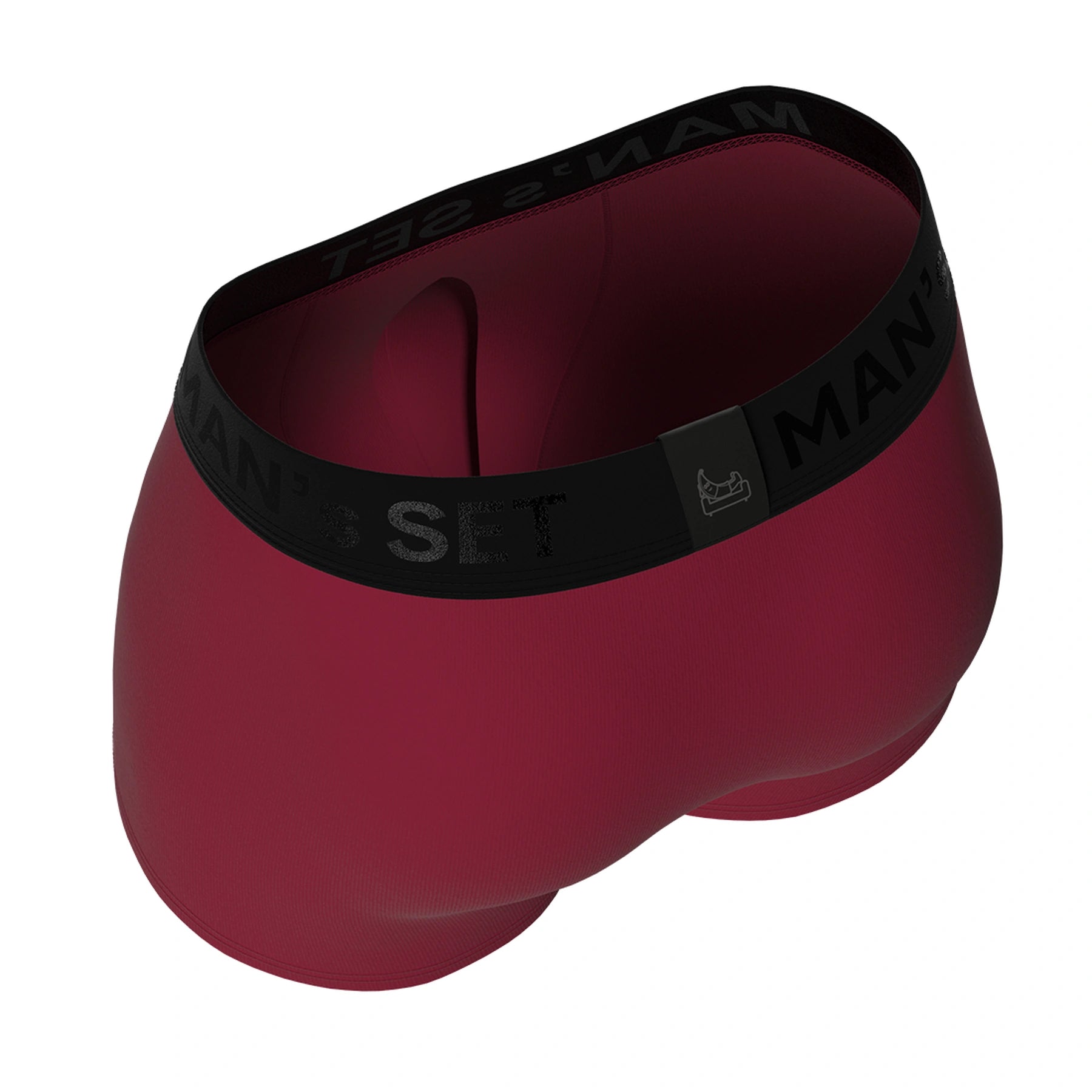Burgundy FlexFit Trunk 3.2 inch by Man’s SET, anatomical men’s underwear with contour pouch, angled back view