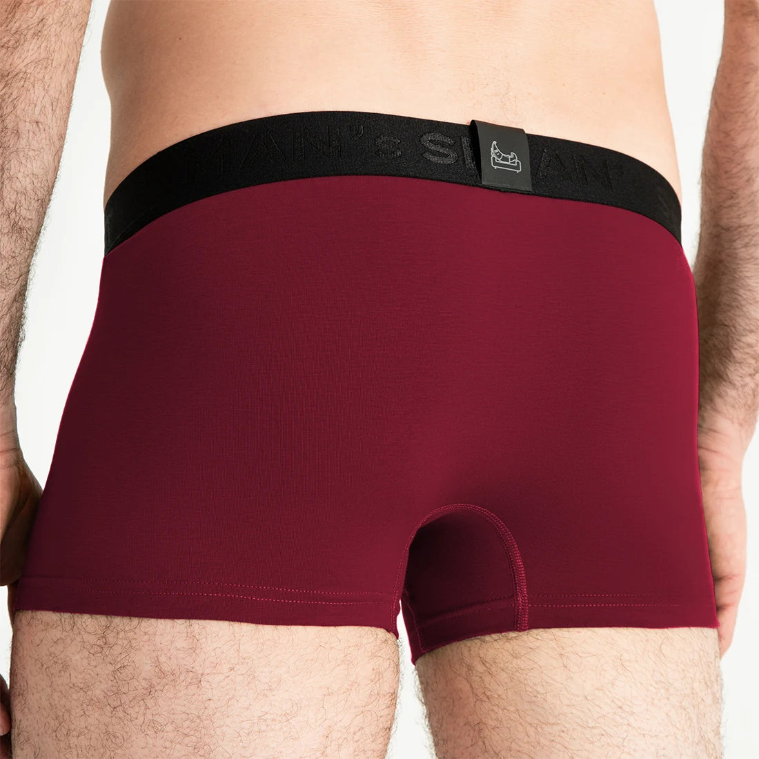 Man’s SET FlexFit trunk 3.2" in burgundy, breathable men’s underwear with soft stretch fit, back view