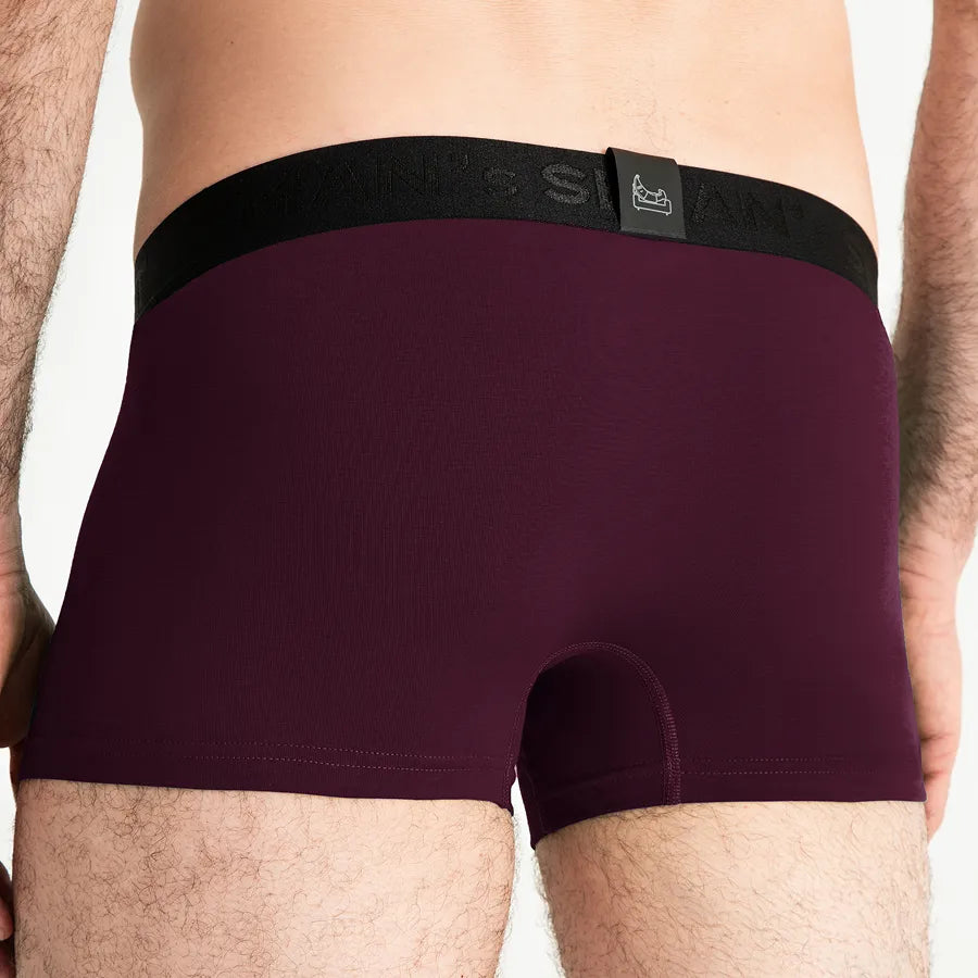 Men’s FlexFit Trunk with skew fly in Plum Back View