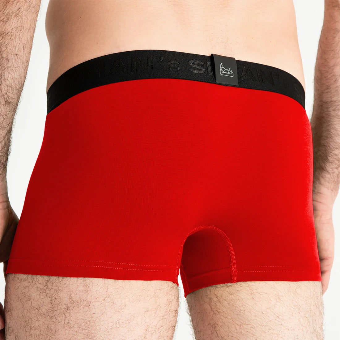 Man’s SET red FlexFit men’s trunks, comfortable anatomical men’s underwear, back view