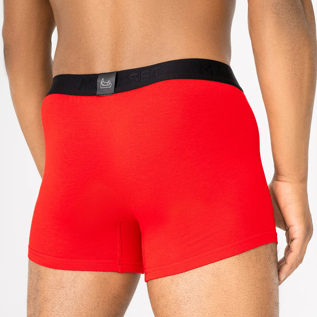 Man’s SET red micromodal trunks, breathable men’s underwear with snug fit, back view