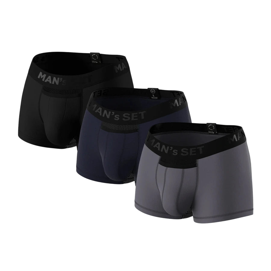 Men's Trunks AirFlow with Support Pouch, 3-Pack, Flat Lay