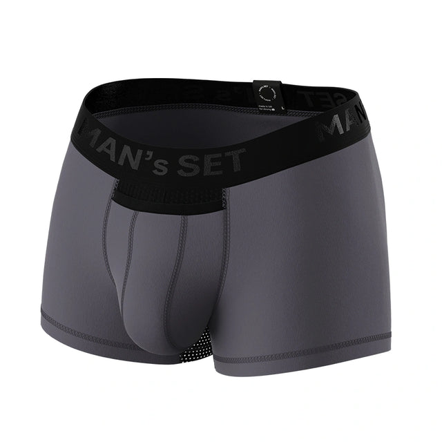 Man’s SET AirFlow trunk 3.6'' OpenFly in graphite, breathable men’s underwear, front view