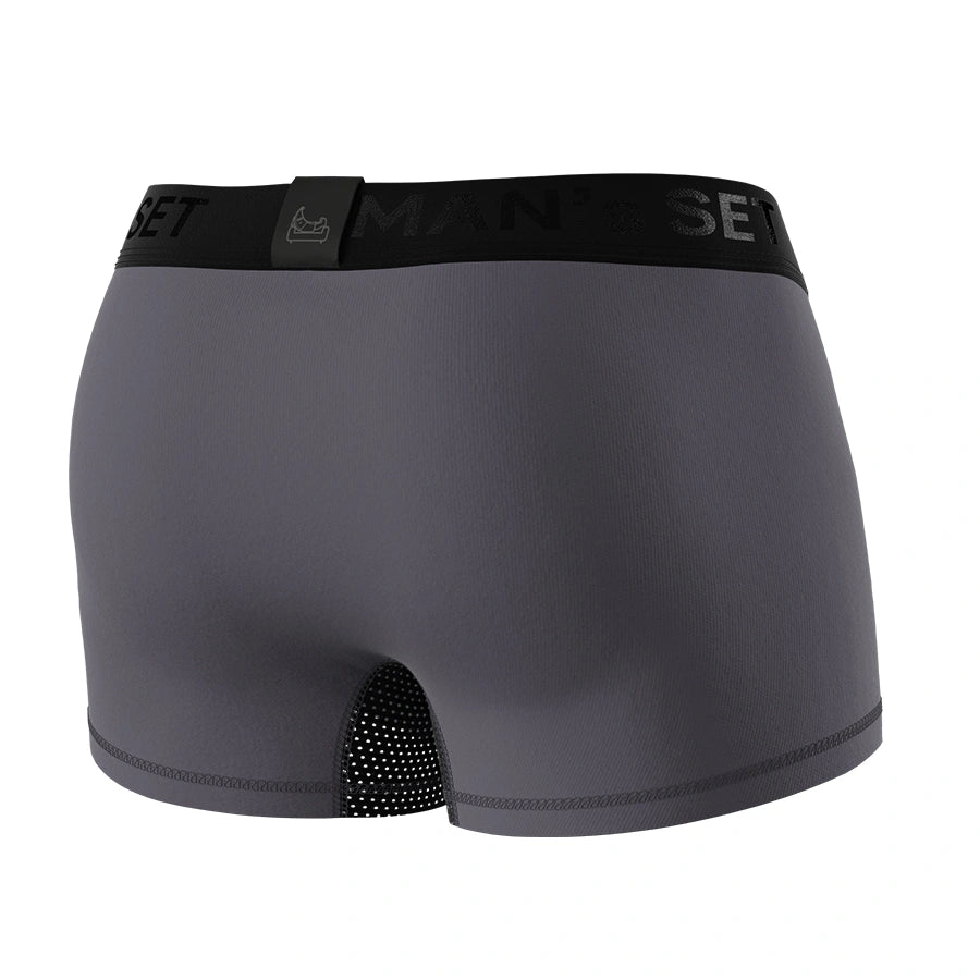 Graphite AirFlow trunk 3.6'' OpenFly by Man’s SET, breathable men’s underwear with mesh panel, back view