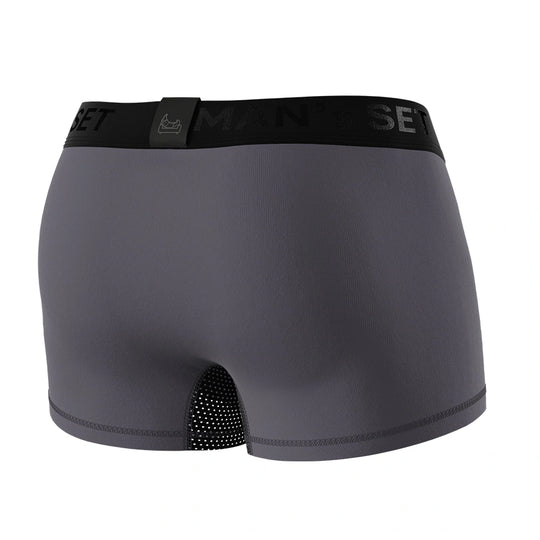 Graphite AirFlow trunk 3.6'' OpenFly by Man’s SET, breathable men’s underwear with mesh panel, back view