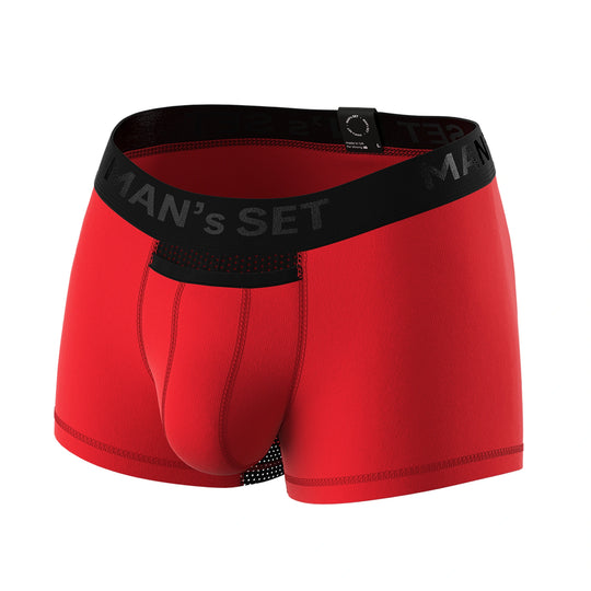 Man’s SET red AirFlow trunk with mesh pouch, breathable anatomical men’s underwear, front view