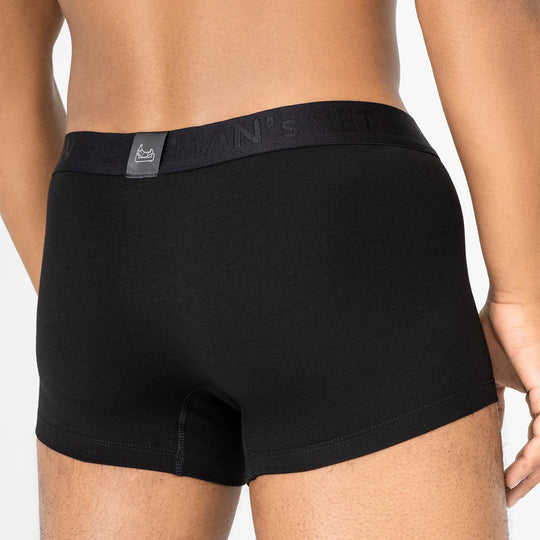 Comfortable black men’s underwear by Man’s SET, Micromodal trunk with anatomical fit, back view