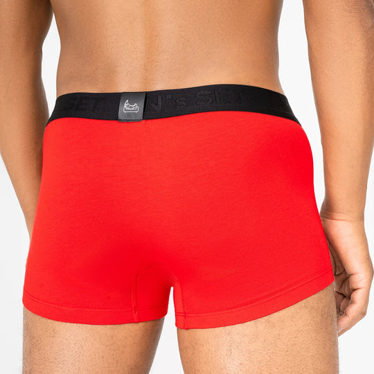 Man’s SET red BreezeFlow micromodal trunks, breathable men’s underwear with soft waistband, back view