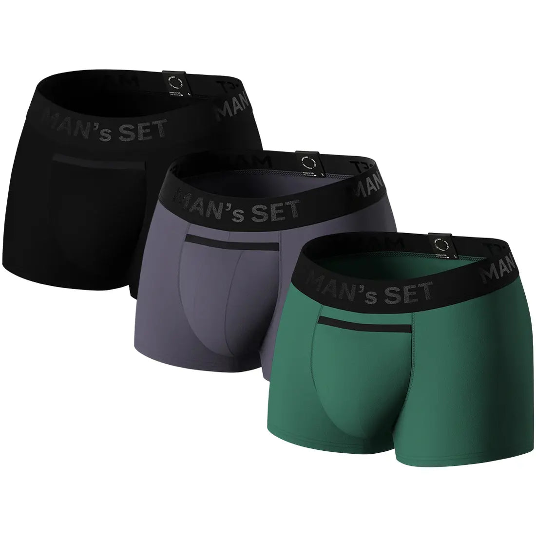 Men’s Trunks BreezeFlow with Breathable Fabric in 3 Colors Pack, Flat Lay