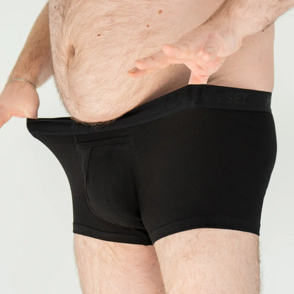 Men's Anatomical Boxers Classic w/Fly Plus by MAN’s SET, Black