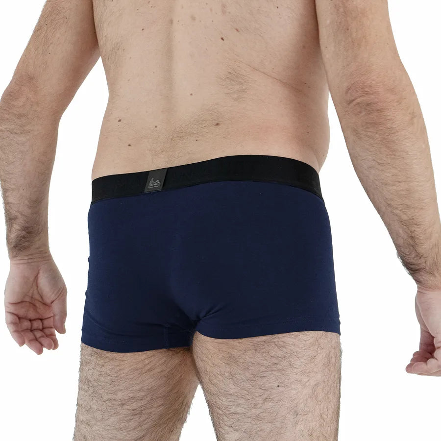 Men's plus size Anatomical Boxers Classic with open fly in Navy Back View