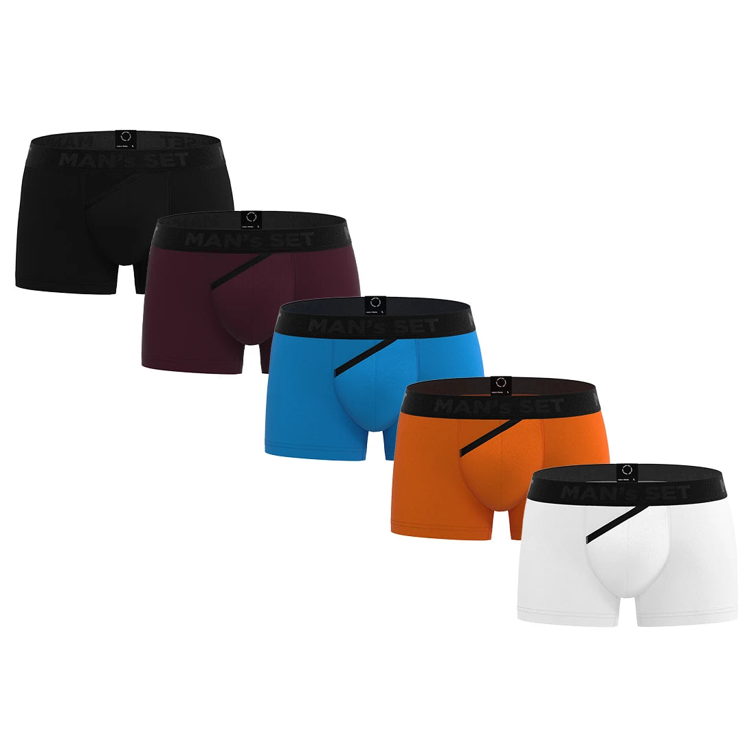 CoolCore Kids Trunks 2.2" 5-Pack, Black/Plum/Bright Blue/Orange/White