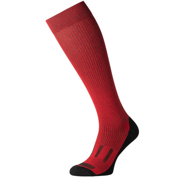 Crew Sock Demiseason Compression Knee "LongDry", Red and Black