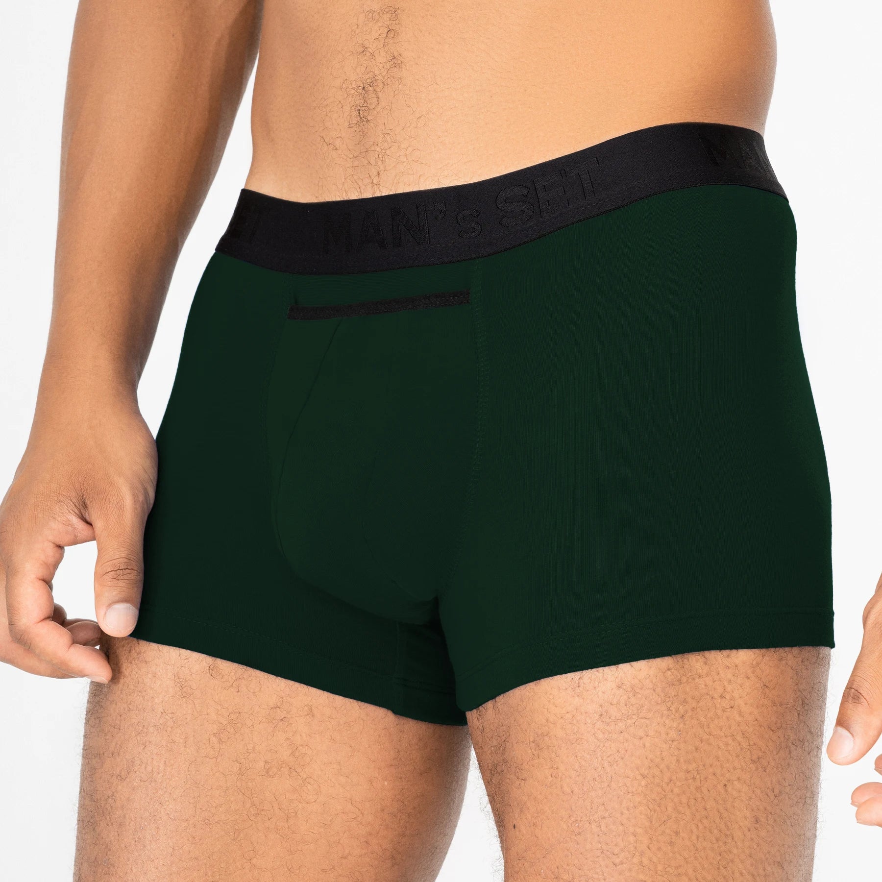Men’s Trunks UltraSoft with Horizontal Fly in Forest Green, Close-up