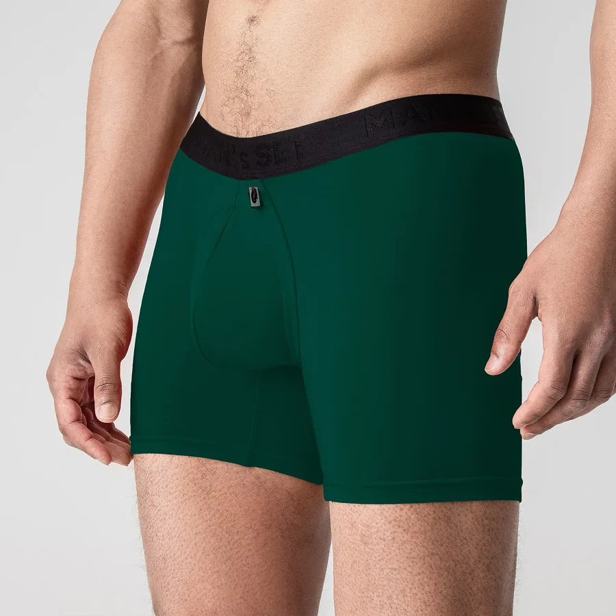 Men's ProActive Soft Boxer Brief with adjustable pouch in Forest Green Close Up