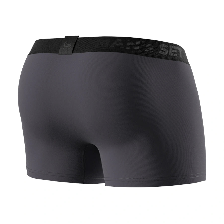 Graphite PowerStretch cotton trunks by Man’s SET, modern fit men’s underwear with soft stretch fabric, back view