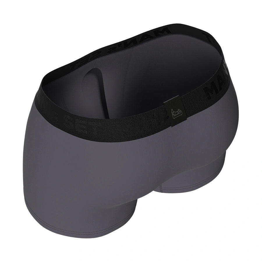 Man’s SET PowerStretch graphite cotton trunks, breathable men’s underwear with soft stretch fit, angled back view